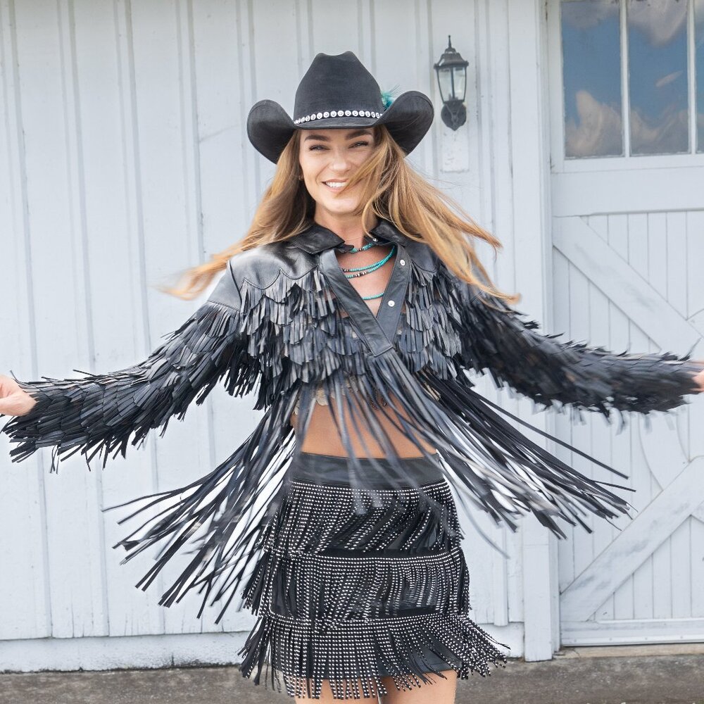NEW Dakota West Lightweight Black Fringe Shirt Jacket Soft Leather Size Multi